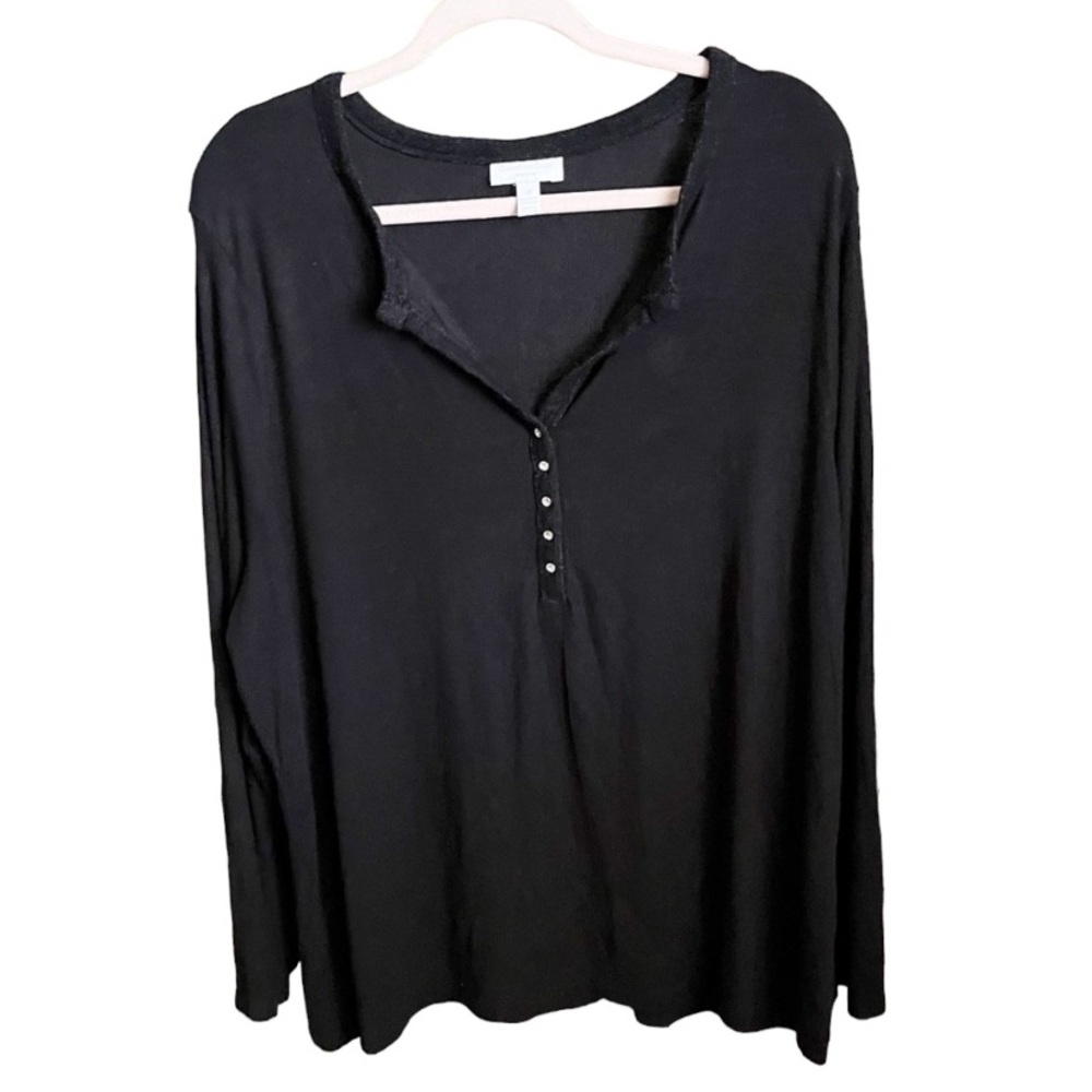 Charter Club blacm gem button top blouse size 3X